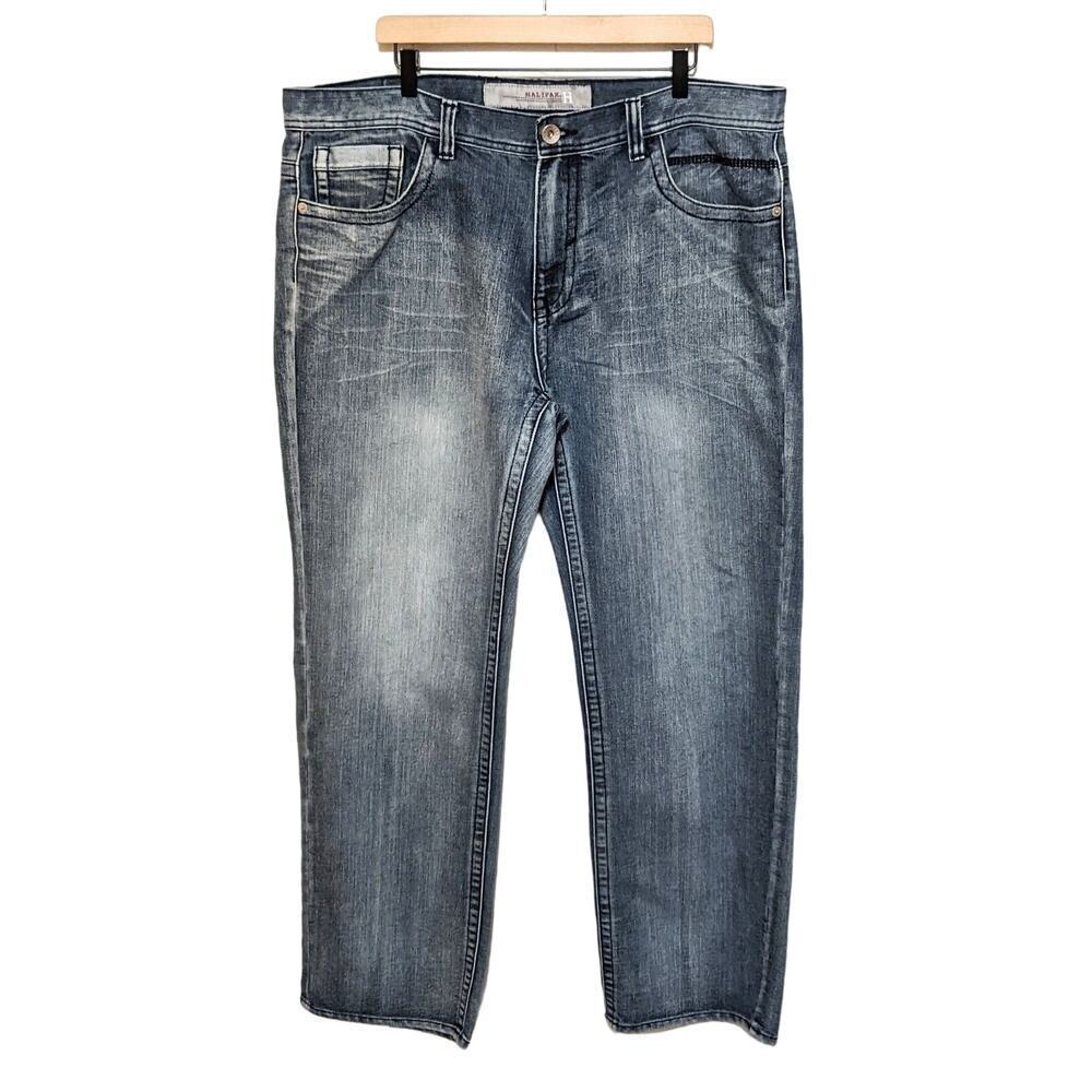 Halifax Jeans Mens 42x32 Blue Relaxed Baggy Flap Pocket Vintage Y2K Skater Denim